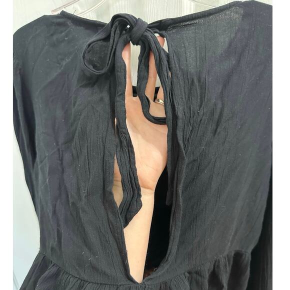 American Eagle Floral Embroidered Long Sleeve Tie Back Peasant Boho Blouse XS/S - Picture 6 of 9